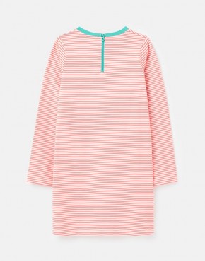 Joules Mädchen Langarm-Kleid ROSALEE Streifen Pony pink