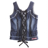 Muy Malo Jeans-Weste denim washing Gr. 164