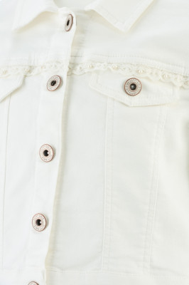 Happy girls Jeans Jacke mit Perlen ecru 146