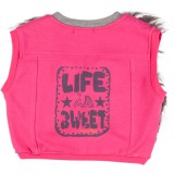 Kiezel-tje fake Fell-Weste grey/pink Gr. 110/116