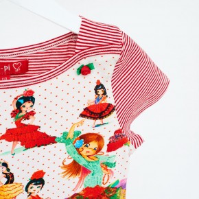 Mim-Pi T-Shirt Flamenco-Tänzerinnen rot-weiß