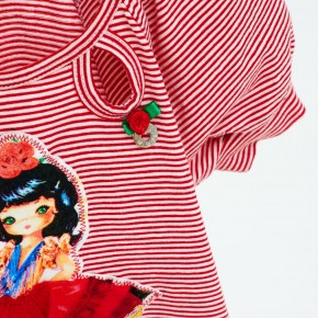 Mim-Pi T-Shirt Flamenco-Tänzerin rot-weiß