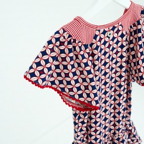 Mim-Pi Kurzarm-Kleid rot-weiß-blau