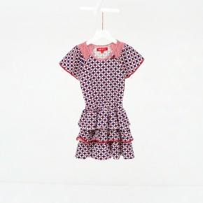 Mim-Pi Kurzarm-Kleid rot-weiß-blau