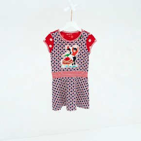 Mim-Pi Kurzarm-Kleid Flamenco-Tänzer rot-weiß-blau