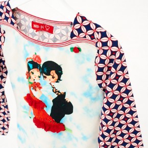 Mim-Pi Langarm-Shirt/Longsleeve Flamenco-Tänzer rot-weiß-blau