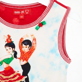 Mim-Pi Kleid Flamenco-Tänzer Tüllrock rot-weiß