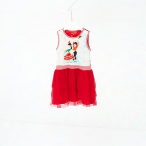 Mim-Pi Kleid Flamenco-Tänzer Tüllrock rot-weiß