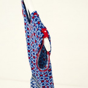 Mim-Pi Kurzarm-Kleid Retro rot-weiß-blau 110