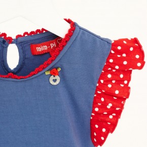 Mim-Pi T-Shirt blau mit rot-weiß