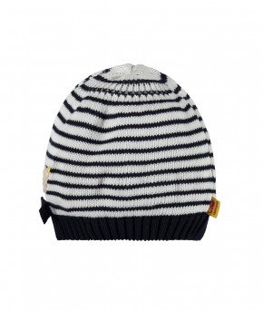 Steiff Mädchen Strick Mütze Ringel marine