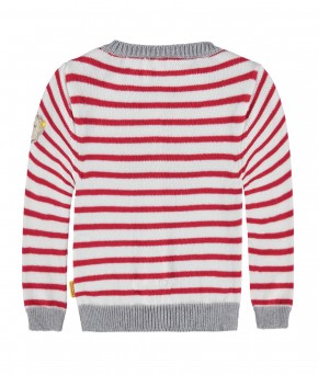 Steiff Mädchen Strick-Jacke SPORTY GIRL Ringel weiss-rot