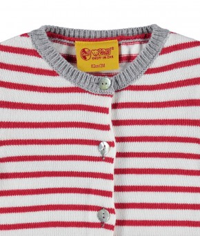Steiff Mädchen Strick-Jacke SPORTY GIRL Ringel weiss-rot