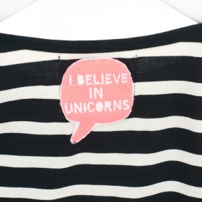 Mim-Pi Langarm-Shirt/Longsleeve Streifen Einhorn schwarz weiß 116