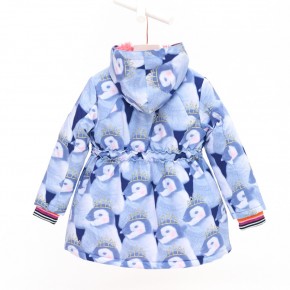 Mim-Pi Winter-Jacke/-Mantel Pinguine taubenblau mit Kapuze