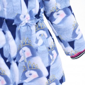 Mim-Pi Winter-Jacke/-Mantel Pinguine taubenblau mit Kapuze