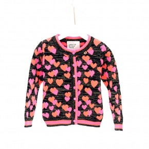 Mim-Pi Cardigan/Strickjacke Herzen schwarz pink