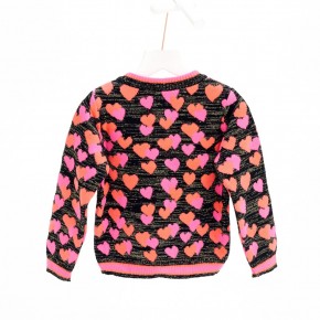 Mim-Pi Cardigan/Strickjacke Herzen schwarz pink