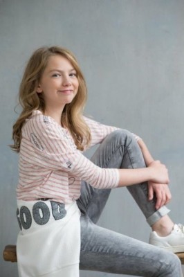 Geisha 3/4-Arm-Shirt Streifen offwhite red 140