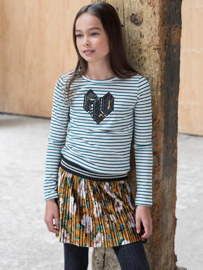 LIKE FLO Langarm-Shirt/Longsleeve Streifen petrol ecru mele 164