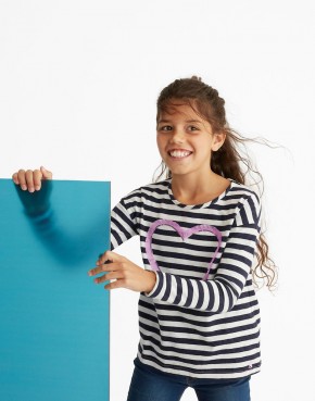 Joules Mädchen Langarm-Shirt CORA Streifen navy weiß 110