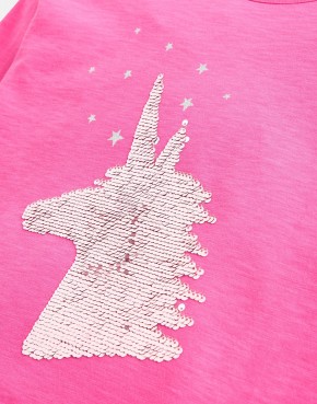 Joules Mädchen Langarm-Shirt Wendepailletten Einhornkopf RAYA  rosa