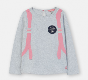 Joules Mädchen Langarm-Shirt/Longsleeve ANIMATE Rucksack grau rosa