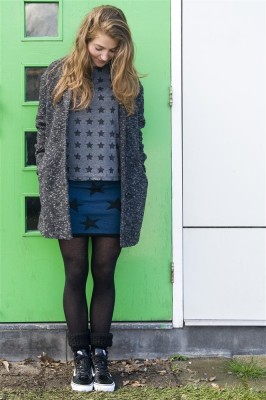 Bonnie Doon Damen Strick Rock BIG STARS dark denim