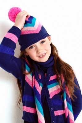 Mim-Pi Strick-Mütze Streifen blau