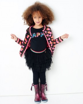 Mim-Pi Cardigan/Strickjacke Herzen schwarz pink