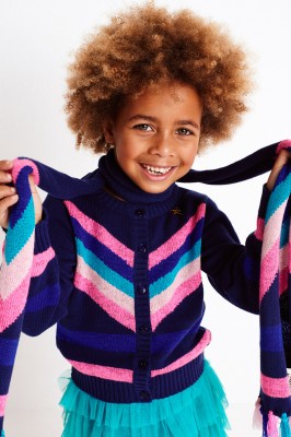 Mim-Pi Schal blau Fransen bunt Einheitsgröße