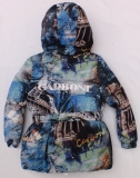 Carbone Daunen-Wende-Jacke blue-Paris-Print