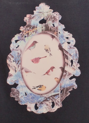 Carbone Langarm-Shirt/Longsleeve Vogel-Fantasy-Print navy