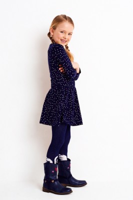 Mim-Pi Langarm-Kleid Sterne allover blau 110