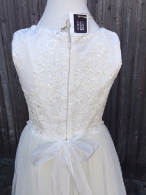 MONNY Kommunionkleid KANT TULE 02 ecru lang geschlossender Rücken 146, Gesamtlänge 106 cm