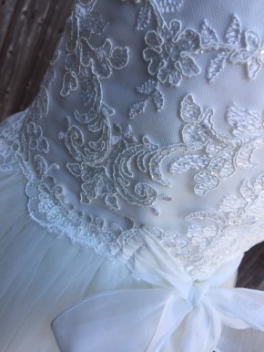 MONNY Kommunionkleid KANT TULE 02 ecru lang geschlossender Rücken 146, Gesamtlänge 106 cm