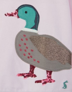 Joules Mädchen Langarm-Shirt/Longsleeve AVA Enten Kreideweiß-rosa