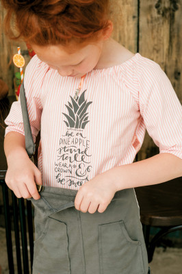 KIE stone Streifen Bluse peach