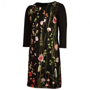 KIE stone Langarm-Kleid mit Tüllspitze Blumen schwarz 146/152