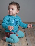 Kiezel-tje Mini Langarm-Shirt/Longsleeve dot Kleeblatt aqua