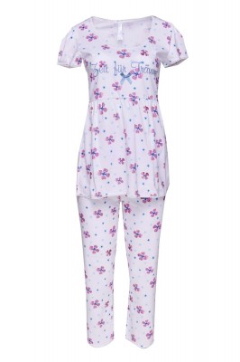 Louis & Louisa Damen Pyjama / Schlafanzug Babydoll ZEIT FÜR TRÄUME weiß allover