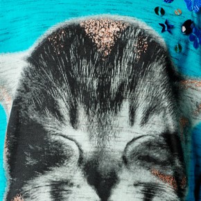 Mim-Pi Pullover/Sweater Katze türkis meliert