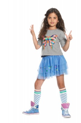 Mim-Pi 3/4-Arm-Shirt/Sweater Schmetterling grey melange