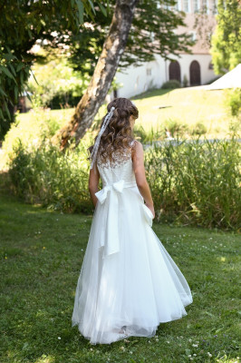 MONNY Kommunionkleid Satinband 23-21 ecru lang