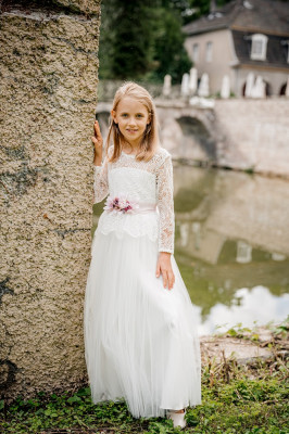 MONNY Kommunionkleid LANT LANG TULE 25-05 ecru lang