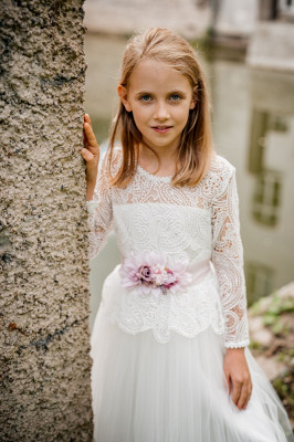 MONNY Kommunionkleid LANT LANG TULE 25-05 ecru lang