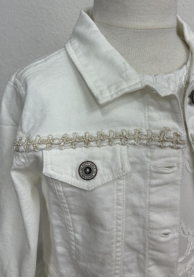 MONNY Jeans Jacke mit Glitzerband gold 26-242 ecru