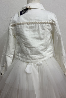 MONNY Jeans Jacke mit Glitzerband gold 26-242 ecru