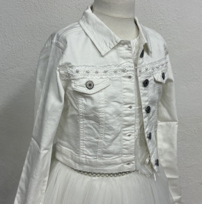 MONNY Jeans Jacke mit Perlenband große Perlen 25-142 ecru