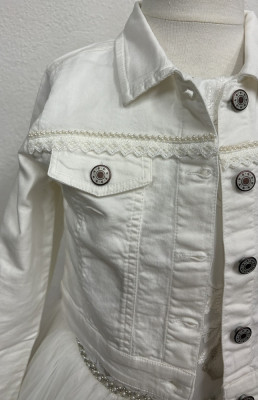 MONNY Jeans Jacke mit Perlenband kleine Perlen 26-342 ecru